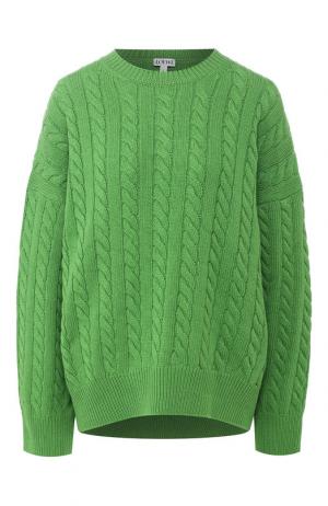 Шерстяной пуловер фактурной вязки Loewe. Цвет: зеленый