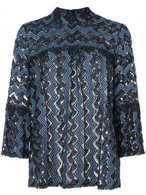 Кружевная блузка с узором зигзаг Anna Sui. Цвет: чёрный