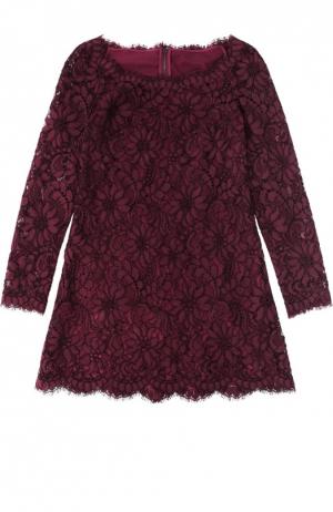 Кружевное мини-платье с длинным рукавом Dolce & Gabbana. Цвет: фиолетовый