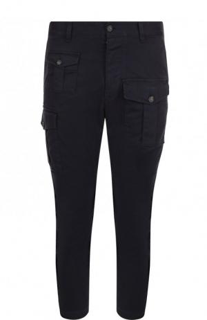 Хлопковые брюки-карго Dsquared2. Цвет: темно-синий