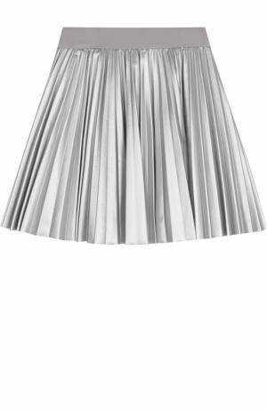 Плиссированная юбка с металлизированной отделкой Monnalisa. Цвет: серебряный