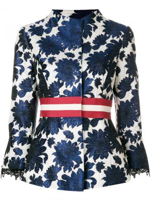 Жаккардовый пиджак с цветочным узором Bazar Deluxe. Цвет: синий