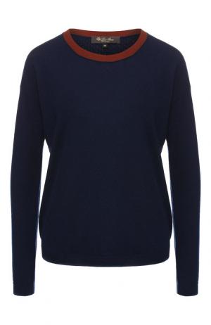 Кашемировый пуловер с воротником-стойкой Loro Piana. Цвет: темно-синий