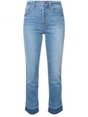 Прямые укороченные джинсы с завышенной талией 7 For All Mankind. Цвет: синий