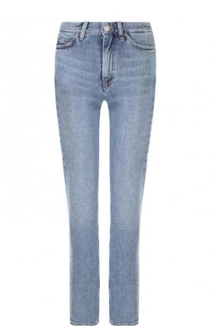 Джинсы прямого кроя с потертостями MiH Jeans. Цвет: голубой