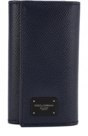 Кожаный футляр для ключей Dolce & Gabbana. Цвет: синий
