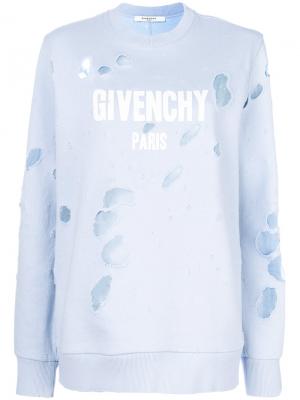 Толстовка с логотипом Givenchy. Цвет: синий