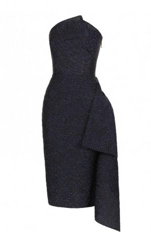 Приталенное платье-миди с оборкой Roland Mouret. Цвет: синий