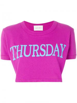 Укороченная футболка с принтом Thursday Alberta Ferretti. Цвет: розовый и фиолетовый