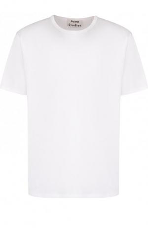 Хлопковая футболка с круглым вырезом Acne Studios. Цвет: белый