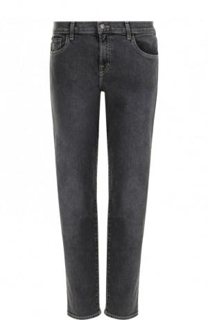 Укороченные джинсы с потертостями J Brand. Цвет: серый