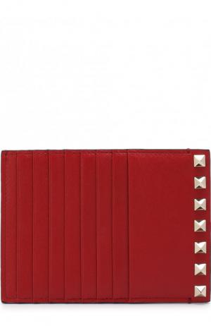 Кожаный футляр для кредитных карт  Garavani Rockstud Valentino. Цвет: красный