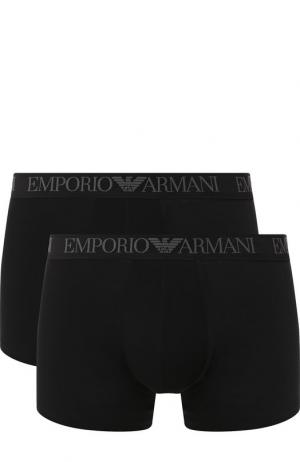 Комплект из двух хлопковых боксеров с широкой резинкой Emporio Armani. Цвет: черный