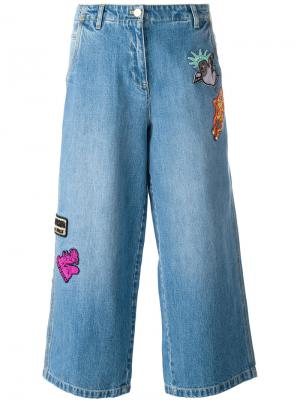 Укороченные джинсы с нашивками Kenzo. Цвет: синий