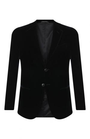 Однобортный пиджак из вискозы Giorgio Armani. Цвет: темно-синий