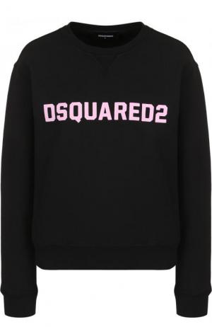 Хлопковый свитшот с логотипом бренда Dsquared2. Цвет: черный
