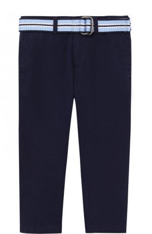 Хлопковые брюки с ремнем Polo Ralph Lauren. Цвет: синий