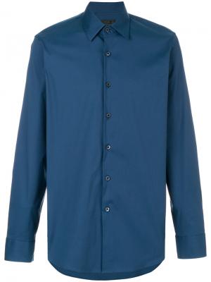 Классическая рубашка с длинными рукавами Prada. Цвет: синий