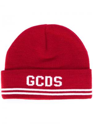 Шапка-бини с логотипом Gcds. Цвет: красный