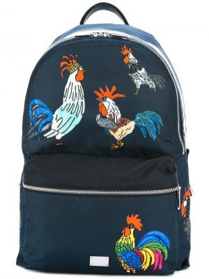 Рюкзак с принтом петуха Volcano Dolce & Gabbana. Цвет: синий