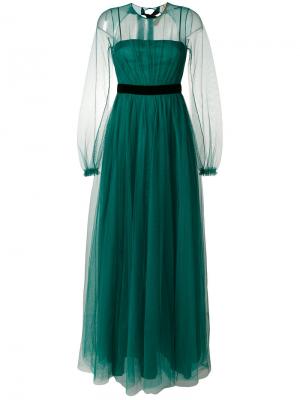 Вечернее платье из тюля с открытой спиной Nº21. Цвет: зелёный