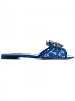 Декорированные кружевные сандалии Bianca Dolce & Gabbana. Цвет: синий