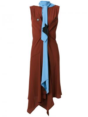 Драпированное платье с воротником шарфом Marni. Цвет: коричневый