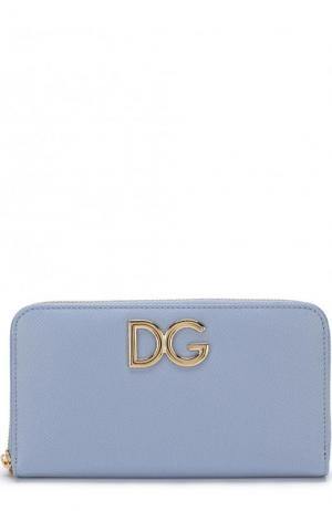 Кожаный кошелек на молнии Dolce & Gabbana. Цвет: голубой