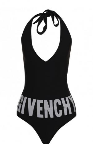 Слитный купальник с открытой спиной и логотипом бренда Givenchy. Цвет: черный