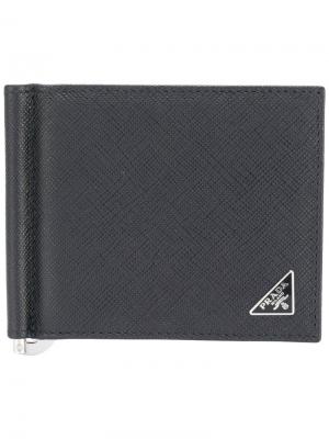 Классический бумажник Prada. Цвет: чёрный