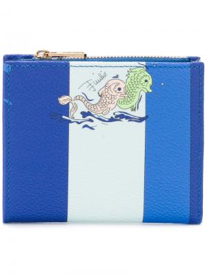 Полосатый кошелек с принтом рыб Emilio Pucci. Цвет: синий