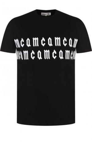 Хлопковая футболка с вышивкой MCQ. Цвет: черный