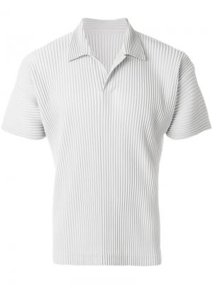 Рубашка-поло с ребристой фактурой Homme Plissé Issey Miyake. Цвет: серый