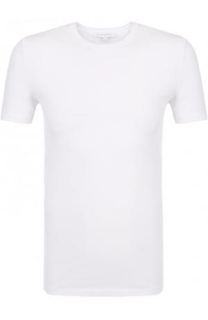 Хлопковая футболка с круглым вырезом Ermenegildo Zegna. Цвет: белый