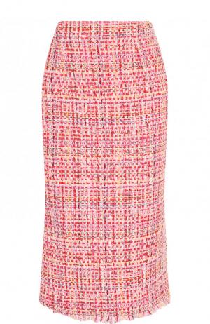 Буклированная юбка-карандаш с разрезом Alexander McQueen. Цвет: розовый