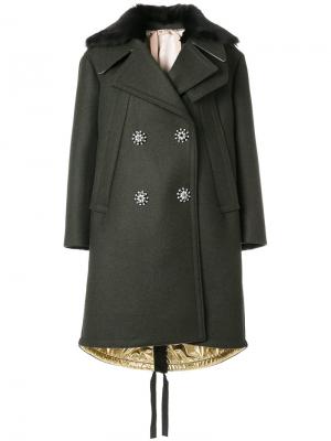 Двубортное пальто в стиле оверсайз Nº21. Цвет: зелёный