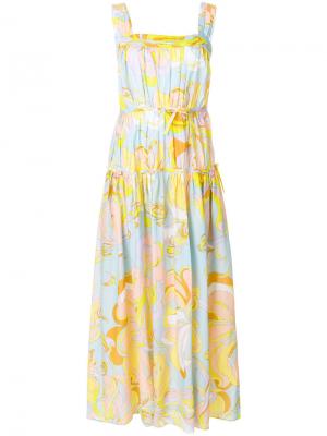Длинное платье с абстрактным принтом Emilio Pucci. Цвет: жёлтый и оранжевый