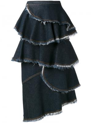Многослойная джинсовая юбка Antonio Marras. Цвет: синий