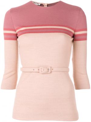 Вязаный свитер с ремнем Miu. Цвет: розовый и фиолетовый