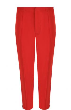 Укороченные брюки из вискозы с молниями Alexander McQueen. Цвет: красный