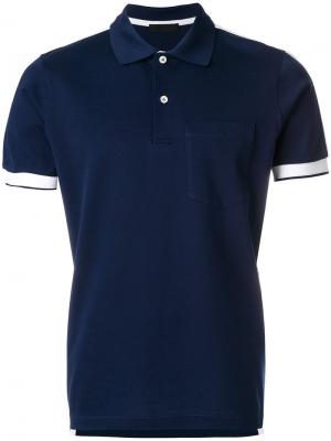 Рубашка-поло с контрастной отделкой Prada. Цвет: синий