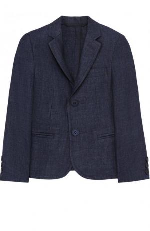 Однобортный льняной пиджак Dal Lago. Цвет: синий