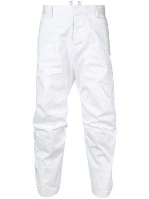 Укороченные брюки с мятым эффектом Dsquared2. Цвет: белый