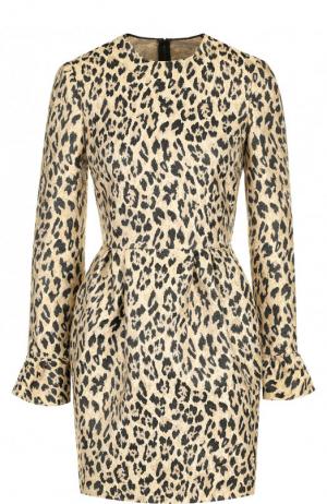 Приталенное мини-платье с леопардовым принтом Valentino. Цвет: леопардовый