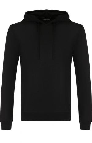 Кашемировый джемпер тонкой вязки с капюшоном Dolce & Gabbana. Цвет: черный