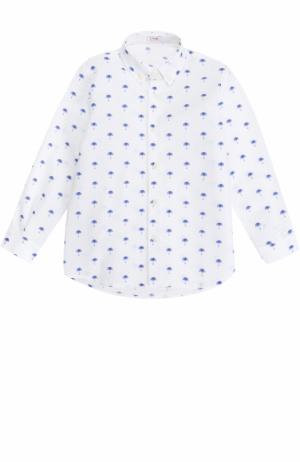 Хлопковая рубашка с декоративной вышивкой Il Gufo. Цвет: синий