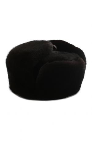 Норковая шапка-ушанка FurLand. Цвет: черный
