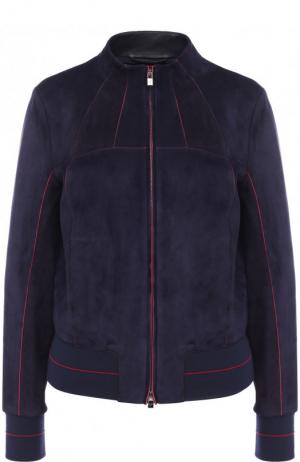 Замшевая куртка с контрастной отделкой Loro Piana. Цвет: темно-синий