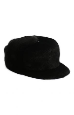 Норковая кепка Австрийская FurLand. Цвет: черный
