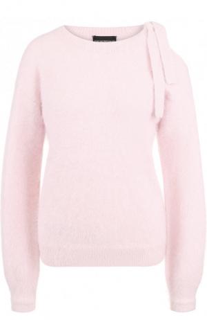 Шерстяной пуловер с открытым плечом Emporio Armani. Цвет: розовый